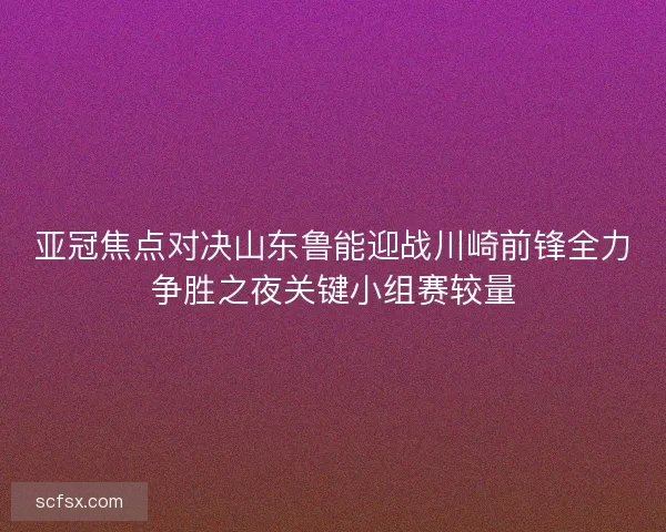 亚冠焦点对决山东鲁能迎战川崎前锋全力争胜之夜关键小组赛较量