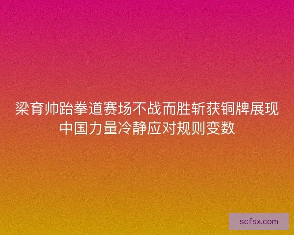梁育帅跆拳道赛场不战而胜斩获铜牌展现中国力量冷静应对规则变数