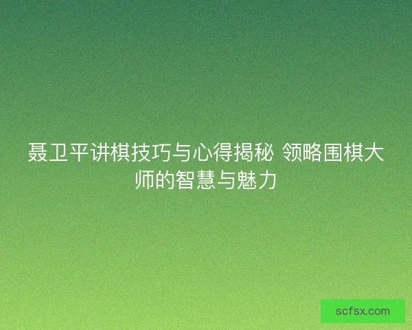 聂卫平讲棋技巧与心得揭秘 领略围棋大师的智慧与魅力 聂卫平讲棋技巧与心得揭秘 领略围棋大师的智慧与魅力