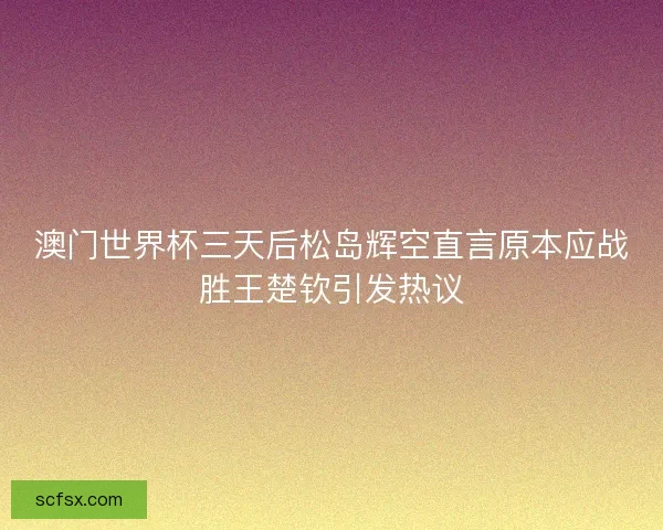 澳门世界杯三天后松岛辉空直言原本应战胜王楚钦引发热议